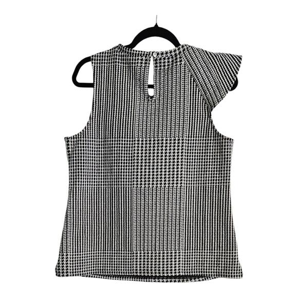 Anthropologie Dolan Left Coast Callan Ruffled Houndstooth Top Size M Sleeveless - Picture 2 of 7